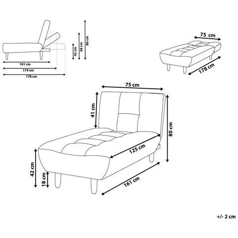 Chaise Longue Alsten Tessuto Verde - Foto 6