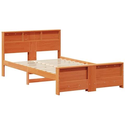 Struttura del letto con lo scaffale Marrone cerato 135 x 190 cm - Foto 1