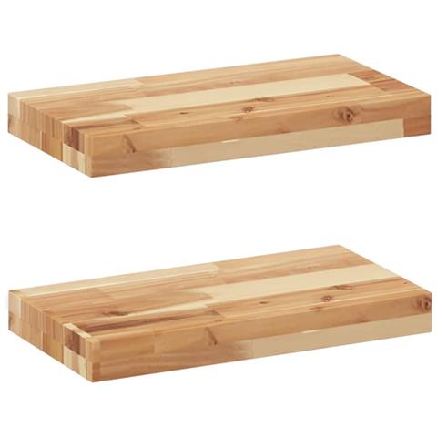 Mensole da Parete 2 pz 60x20x4 cm Legno Acacia Rifinito a Olio - Foto 1