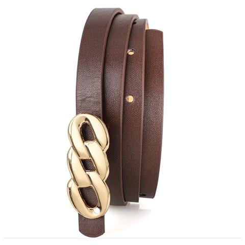 Cintura Da Donna In Pelle Pu Con Otto Fibbie - Accessorio Elegante Per Abiti E Camicie Coffee - Foto 1
