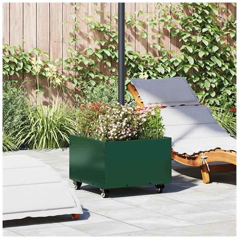 Base per Parasol con Vaso Verde 45 x 45 x 45 cm Acciaio - Foto 2