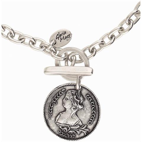 Collana A Catena In Argento Con Grande Ciondolo A Forma Di Moneta Placcata In Argento. - Foto 3