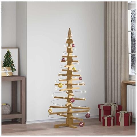 Albero di Natale in legno Marrone 150 cm Legno di pino massello - Foto 2