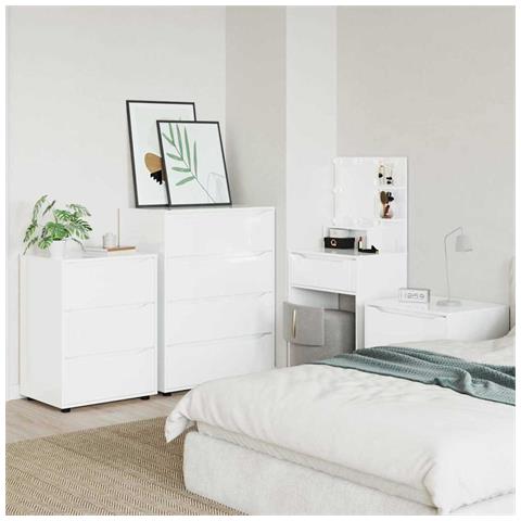 Armadio Bianco Lucido 60 x 48 x 81 cm Legno multistrato - Foto 2