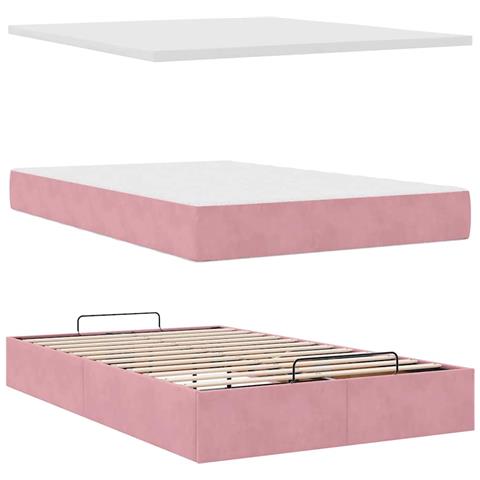 Pouf Letto con Materasso e LED Rosa 120x190cm in Velluto - Foto 9