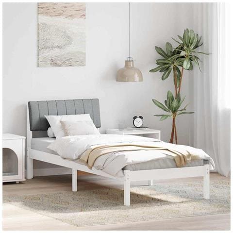 Struttura del Letto Bianco e grigio chiaro 75 x 190 cm - Foto 2