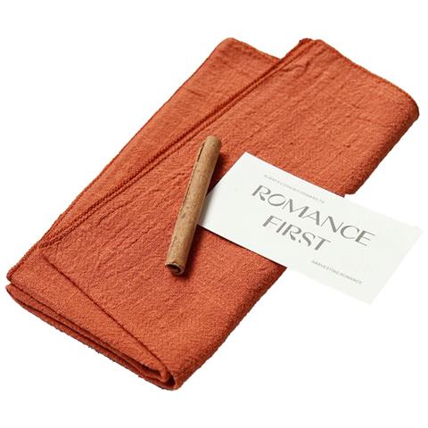 Set Di 12 Tovaglioli Da Tavola In Cotone - Orlo A Giorno, Bordo Sfilacciato, Mussola Per Matrimoni, Natale E Decorazioni Tavola Orange - Foto 1