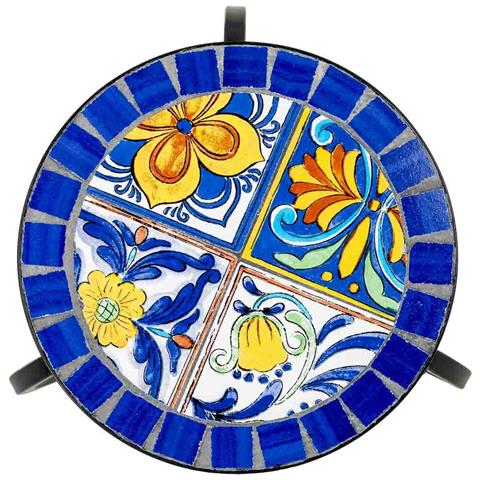 Set Di 3 Supporti, Mosaico Blu E Ferro Battuto, 33x33x37h-28x28x33h-23 - Foto 7