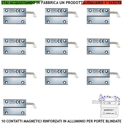 Contatti Magnetici Corrazzati In Alluminio 10 Pezzi Con Fori Di Fissaggio X Porte Ferro Sensori Reed Nc Sensibilità 20 - Foto 1