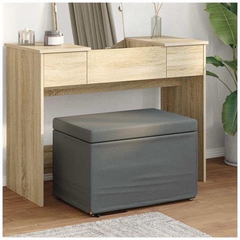 Pouf Grigio scuro Tessuto e Legno Ingegnerizzato - Foto 2