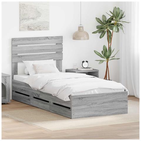 Struttura del letto con cassetto Grigio Sonoma 90 x 190 cm - Foto 2