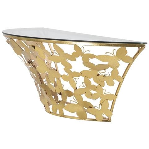 Console Sospesa Butterflies In Ferro Dorato E Vetro 120 Cm - Foto 2