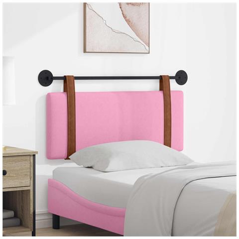 Testata appesa Tinta unita Rosa 110 x 55 x 5 cm PU Antico - Foto 2