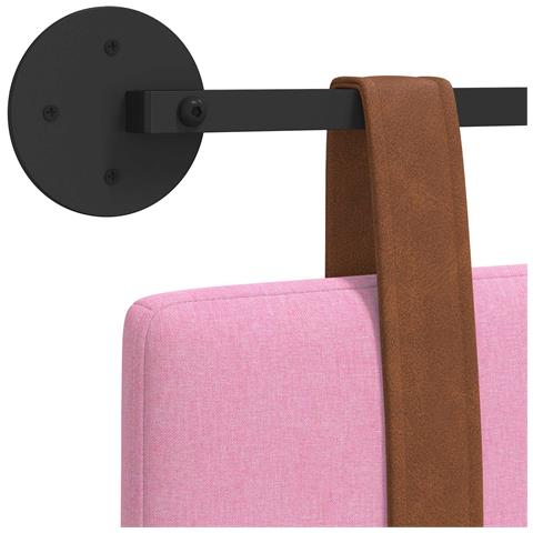 Testata appesa Tinta unita Rosa 110 x 55 x 5 cm PU Antico - Foto 9