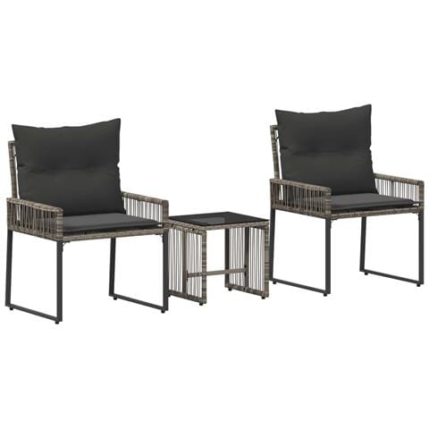 Set di Mobili da Esterno 7 pcs Grigio e Grigio Scuro polyrattan - Foto 1