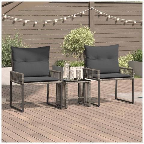 Set di Mobili da Esterno 7 pcs Grigio e Grigio Scuro polyrattan - Foto 2