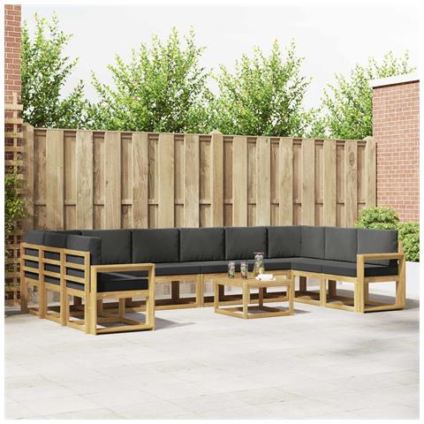 Set di divani da esterno con cuscino 11 pcs Bianco e Antracite - Foto 2