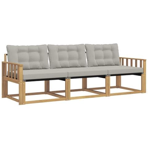 Set di divani da esterno 3 pcs Bianco e Grigio Chiaro - Foto 1