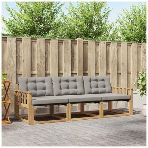 Set di divani da esterno 3 pcs Bianco e Grigio Chiaro - Foto 2
