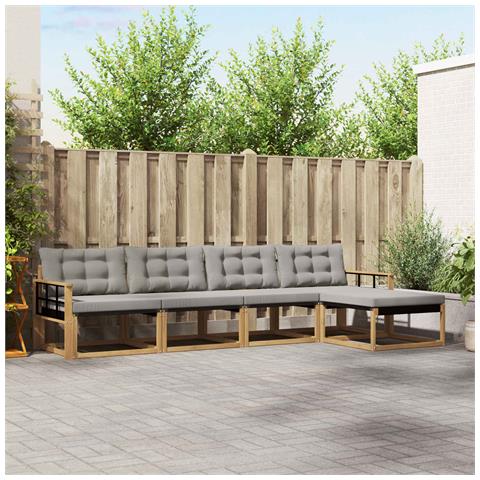Set di divani da esterno 5 pcs Bianco e Grigio Chiaro - Foto 2