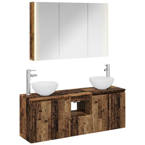 Set di Armadi da Bagno 4 pcs Legno antico 103,5 x 15,5 x 70 cm - Foto 1