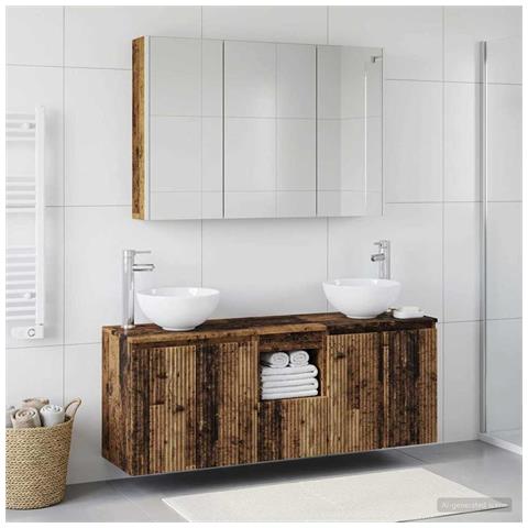 Set di Armadi da Bagno 4 pcs Legno antico 103,5 x 15,5 x 70 cm - Foto 2