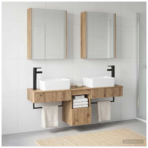 Set di Armadi da Bagno 5 pcs Rovere Artigianale - Foto 2