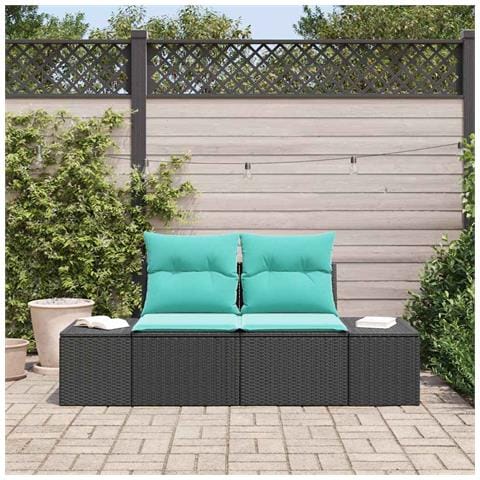 Divano da giardino con cuscino 184 x 62 x 69 cm polyrattan - Foto 2