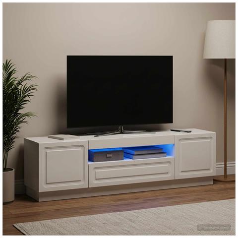 Mobile TV LED Bianco Lucido Legno ingegnerizzato - Foto 2
