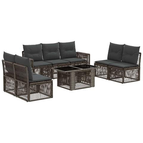 Set Divano da Giardino 8 pz Grigio e Grigio Scuro polyrattan - Foto 1