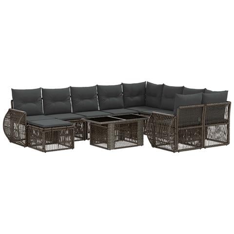 Set Divano da Giardino 11 pz Grigio e Grigio Scuro polyrattan - Foto 1