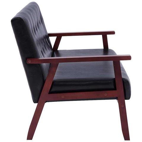 Divano A 3 Posti Nero In Similpelle - Foto 4