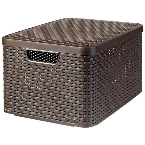 Cestino Con Plastica Marrone Scuro Rattan Style L - Foto 1