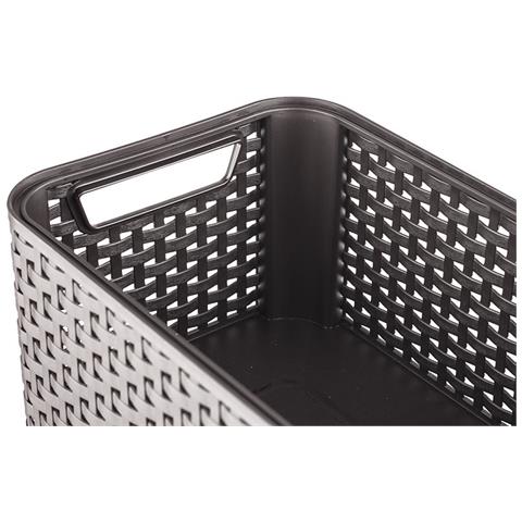 Cestino Con Plastica Marrone Scuro Rattan Style L - Foto 2
