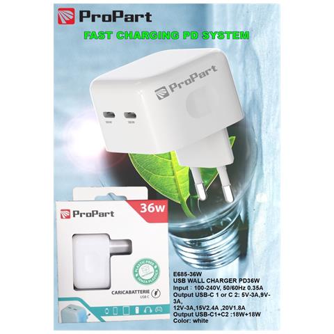 Caricabatteria 36 Watt 2 Prese Usb-c Modello E685-36w - Foto 1