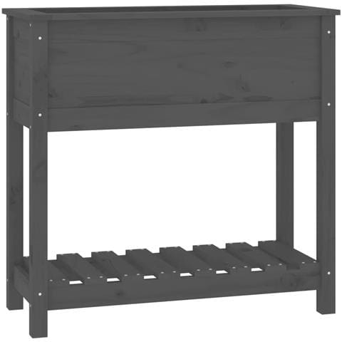 Fioriera Con Mensola Grigia 82,5x34,5x81cm Legno Massello Pino - Foto 2