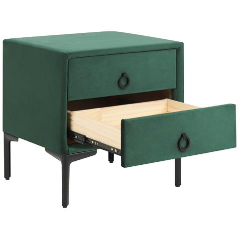 Comodino 2 Cassetti Sezanne Velluto Verde Scuro - Foto 2