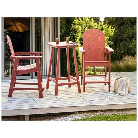 Set Di Tavolino E Sedie Materiale Sintetico Rosso Adirondack - Foto 1