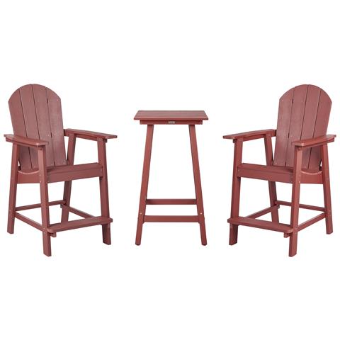 Set Di Tavolino E Sedie Materiale Sintetico Rosso Adirondack - Foto 2