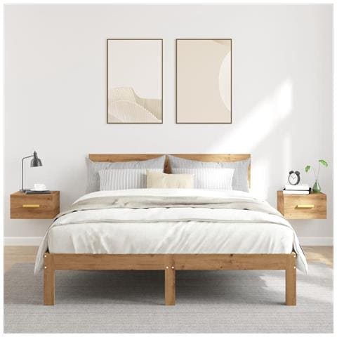 Comodini A Muro 2 Pz Rovere Artigianale 35x35x20 Cm - Foto 3