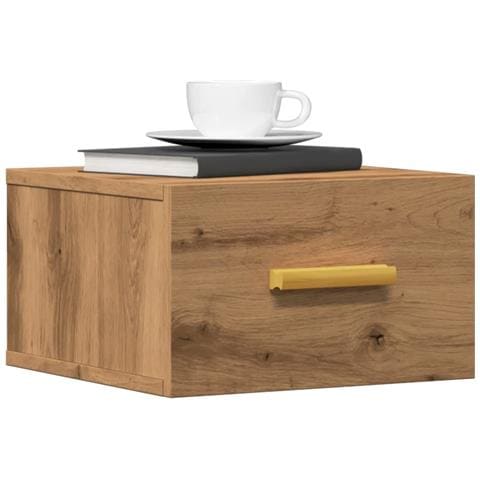 Comodini A Muro 2 Pz Rovere Artigianale 35x35x20 Cm - Foto 1