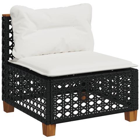 Set Divani da Giardino 4 pz con Cuscini Nero in Polyrattan - Foto 2