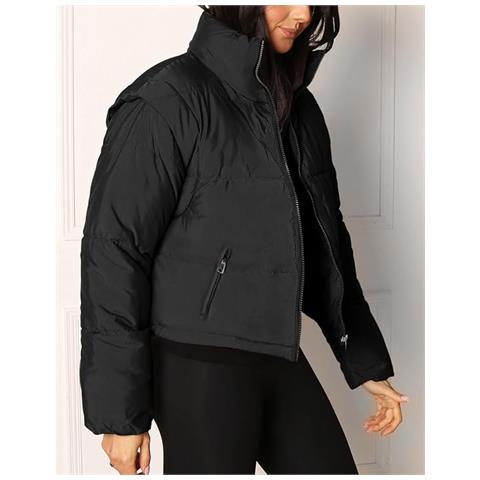 Giacca Invernale Da Donna, Piumino Nero Con Maniche Rimovibili, Moda Chic - Foto 5