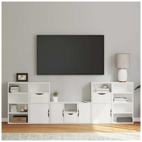 Mobile TV 5 pz con Contenitore ODDA Bianco in Legno di Pino - Foto 1