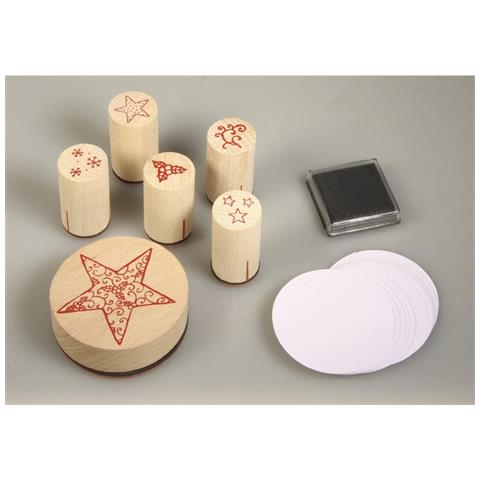 Set Timbri In Legno 6 Motivi Differenti Per Auguri Di Natale - Foto 1