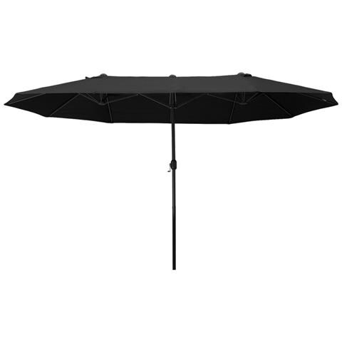 Ombrellone da Giardino Doppio con Apertura a Manovella, in Acciaio e Poliestere, 460x270x240 cm, Nero - Foto 1