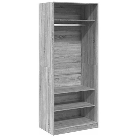Armadio Grigio Sonoma 80x50x200 Cm In Legno Multistrato - Foto 2
