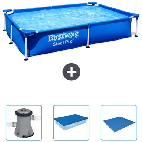 Piscina Fuori Terra - Rettangolo - 221x150x43 Cm - Blu - Include Accessori Coordinati Cb40 - Foto 1