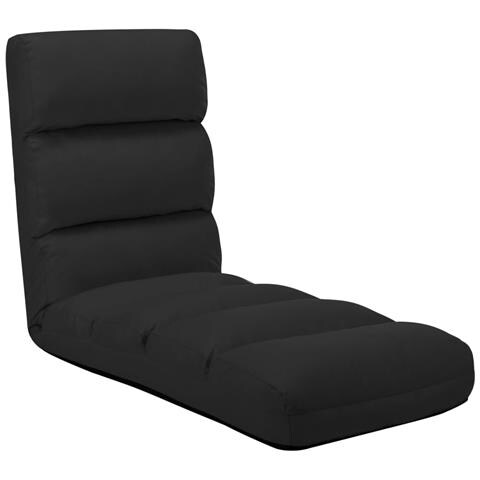 Lusso Casadino -  Sedia A Sdraio Da Terra Pieghevole Nera In Similpelle - Foto 2