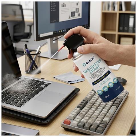 Spray Aria Compressa Spolverante 400 Ml Per Materiale Informatico, Nero - Foto 6